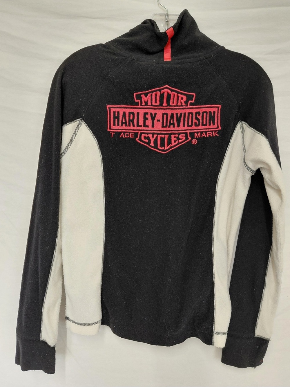 Harley-Davidson Women’s M Black White Fleece 1/4 Zip Pullover Bar & Shield - Picture 4 of 5